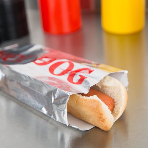 Printed Foil Hot Dog Bag 3 1/2&#034; x 1 1/2&#034; x 9&#034;  - 1000 / Case