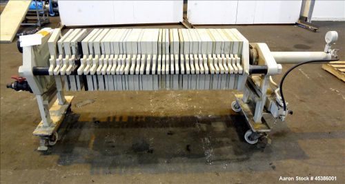 Used- Filtra Plate &amp; Frame Filter Press. Approximately 60 square feet filter are