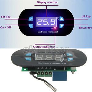 Ac/dc12v digital thermostat temperature alarm controller sensor meter blue led for sale