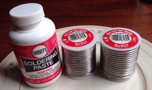 Solid Wire Solder, 95/5 Lead Free 1LB X2 &amp; 8 OZ Paste Lot by HARVEY&#039;S #097170