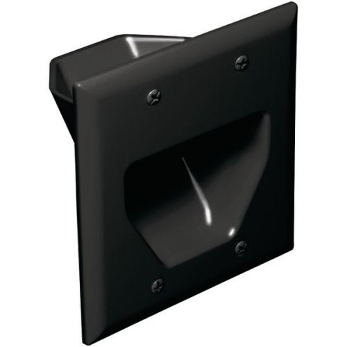 Datacomm Electronics 45-0002-BK Dual-Gang Recessed Cable Plate - Black