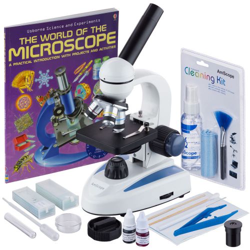 40x-1000x student cordless led compound microscope+ slide preparation + cleaning for sale