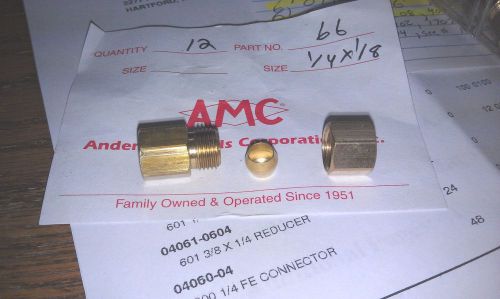 Brass Compression Fitting, 1/8&#034; N.P.T. Female Pipe x 1/4&#034; O.D. Compression