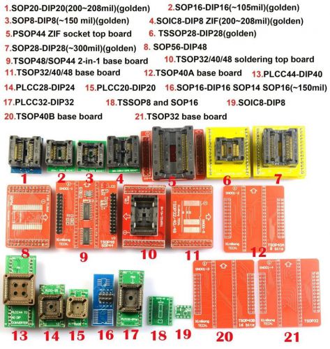 21 socke adapters ic burner avr bios plcc mcu flash eprom ic 4 tl866cs/ tl866a for sale