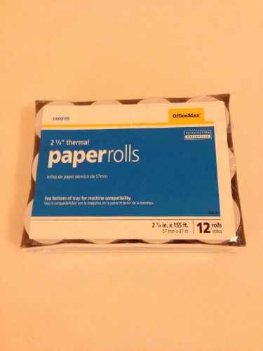 Office Max OM98109  2 1/4&#034;THERMAL PAPER ROLLS  12 ROLLS 155&#039; EACH