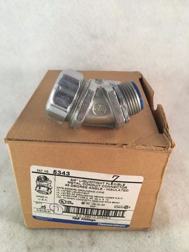 Box of 7 thomas &amp; betts 5343 3/4&#034; liquidtight flexible conduit connectors 45° for sale