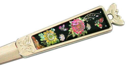 mother of pearl lacre steel envelope knife sword letter opener flower design #03