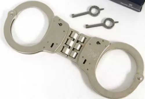 SMITH &amp; WESSON S&amp;W Hinged Model 300 Handcuffs 300-1 Nickel + Keys!