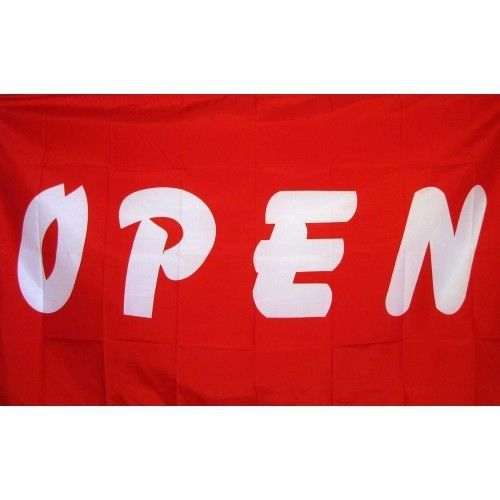 Open Flag 3ft x 5ft Red/White Banner (1)