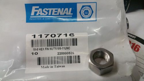 1170716 `5/8 &#034;-11  18-8 Stainless Steel nut Fastener with 15/16 hex head 10