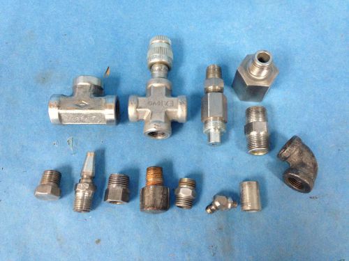Various steel pipe fittings tees coupler adapter lot of 13 for sale