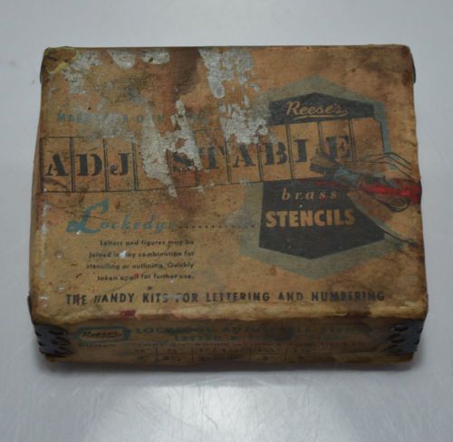 Vintage 45 pc interlocking brass stencilnumbers 2.5&#034; tall in original box for sale
