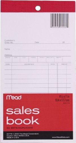 MeadWestvaco Meadwestvaco 64776 4&#034; X 7-11/16&#034; Sales Book With Duplicates 50