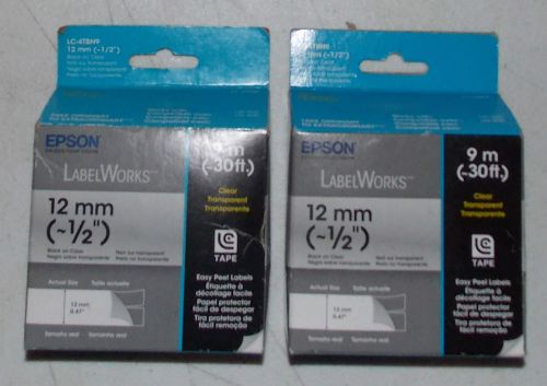 Genuine Epson Labelworks LC-4TBN9 Tape Black on Clear 2 Pack