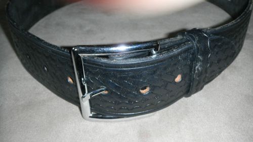 Boston Leather 6505- Black Basketweave 1-3/4&#034; Wide Garrison Belt Sz 30