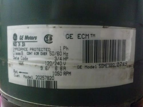 GE ECM MOTOR &amp; MODULE   5SME39SL0749, DG02 016L0I   (1101)