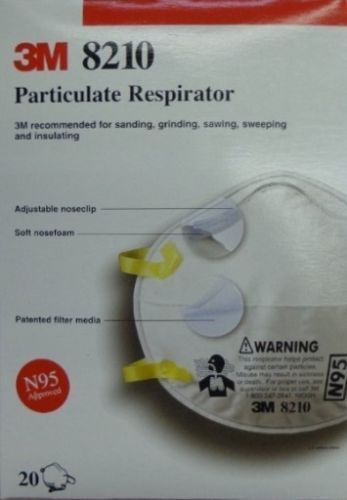 3M Particulate Respirator Face Mask N95 8210 8 Boxes/case 160 Masks Quantity