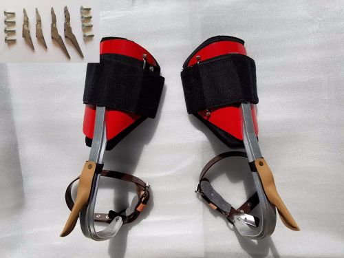 Tree Climbing Spike Set Aluminum Climbing Spurs Adjustable With Extra Pole Gaffs