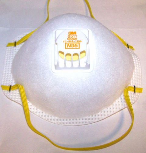 (10) 3M 8511 N95 Particulate Respirator W/Exhalation Valve Dust Masks