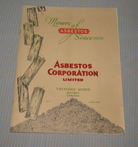 Rare 1934 Asbestos Corporation Brochure Catalog Therford Mines Quebec Canada Map