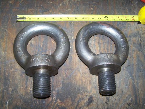 Set of (2) swl/4.5t 4.5 ton rigging hoisting lifting eye bolt 1-3/4x2.5 for sale