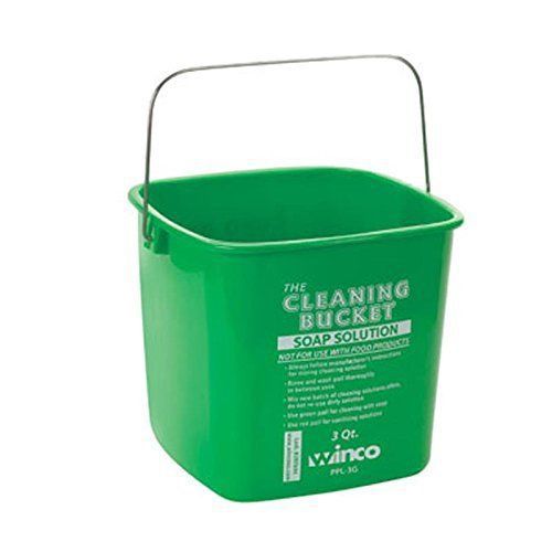 Winco PPL-3G Cleaning Bucket, 3-Quart, Green Soap Solution