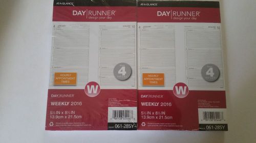 2 At-A-Glance Day Runner Weekly 2016 Calendar Planner Refill 5.5 x 8.5 #061-285Y