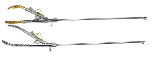 New Laparoscopy SS straight tip and Golden handle Curved tip Needle holder