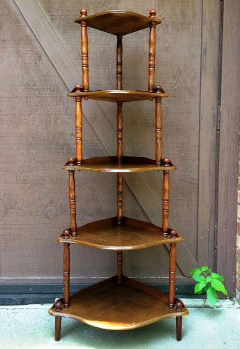 Antique Victorian Wood Spindle Corner Curio Etagere Jewelry China Display Shelf