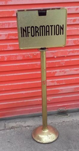 Information sign stand disney stanchion post with base and topper brass for sale