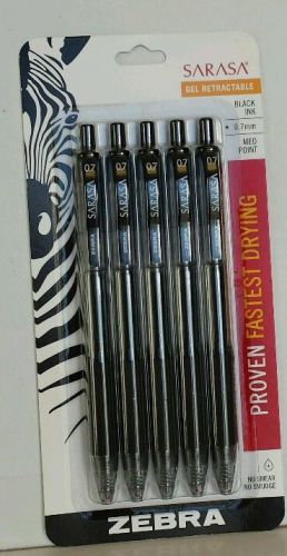 Zebra Sarasa Gel Retractable Pens, Medium 0.7mm, 5-Pack Black