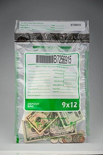 Tamper Evident Deposit / Cash Bags, 9&#034; x 12&#034; Clear 100 Bags Item#DBSH9121C