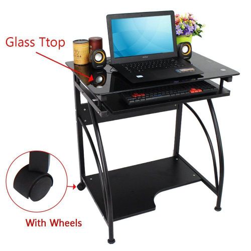 Computer Cart Laptop Mobile Workstation Desk Durable Compact Adjustable Shelf