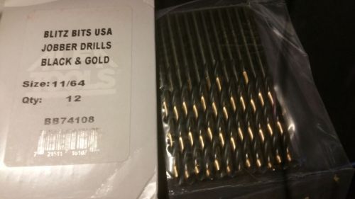 12 pc  11/64&#034; Jobber Length Twist Drills bits 135 Degree Split Point