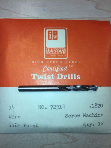 ITW HSS Screw Machine Twist Drills 14 Wire .1820 #72514, 120-pack