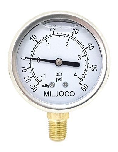 Miljoco plf2598l004 liquid filled gauge, 30&#034; hg-0-60 psi/bar for sale