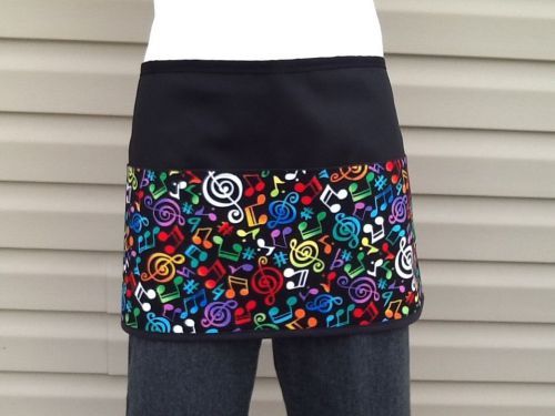 BLACK Music Notes 3 POCKET WAITRESS WAIST APRON BAR RESTAURANT Classyaprons