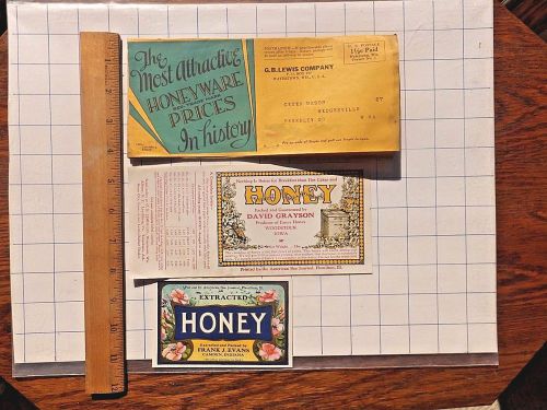 1928 Beekeeping Supplies Advertising Flier. 4 pages + Sample Honey Labels