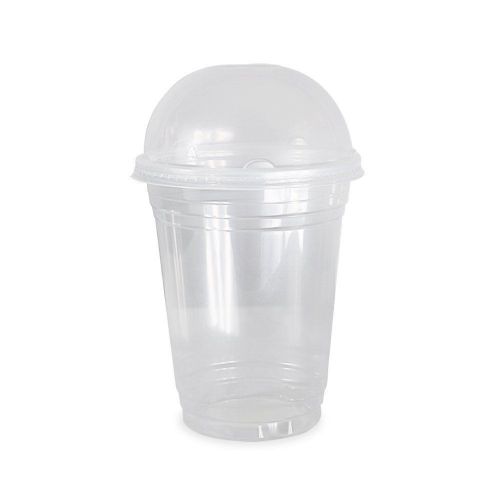 COMFY PACKAGE 50 Sets 16 oz. Plastic CRYSTAL CLEAR Cups with Dome Lids for Cold
