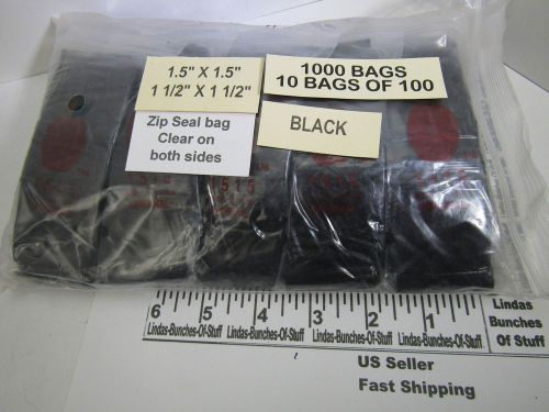 1000 black clear bags 1 1/2&#034; x 1 1/2&#034; 2 mill plastic zip seal bags new for sale