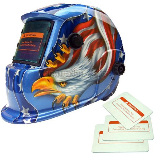 Blue solar automatic darkening welding helmet arc tig mig welder eagle mask for sale