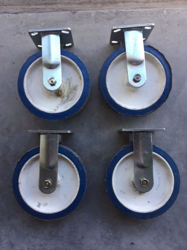 Set Of 4 ,E.R. Wagner Plate Caster, Polyurethane Wheel, Roller Bearing,