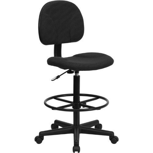 Black Patterned Fabric Ergonomic Drafting Chair (Adjustable Range 22.5&#039;&#039;-27&#039;&#039;H o