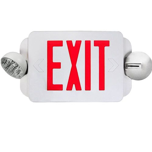 Etoplighting red led exit sign emergency light combo with battery back-up ul9... for sale