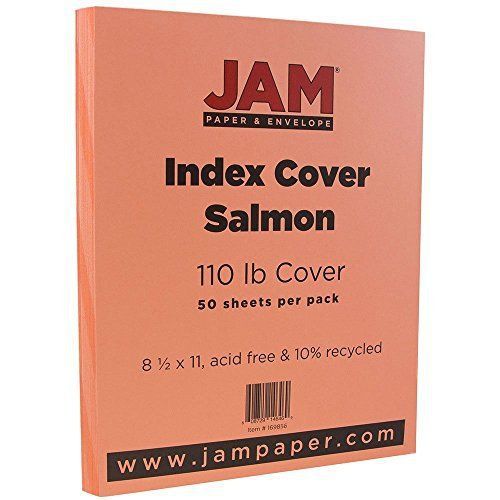 JAM Paper Vellum Bristol Index Cardstock - 8.5 x 11 - 110 lb Salmon Pink -