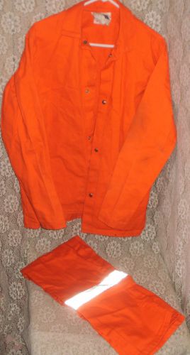 Westex Orange Denim Shirt &amp; Pants Work  VIZ Safety Flame Resistant Mens M  34X32