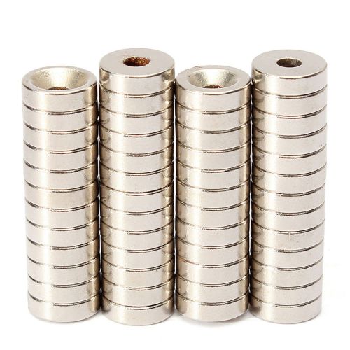 50PCS N50 Grade D10mm x 3mm Hole Strong Ring Neodymium Magnet for Fridge Notes