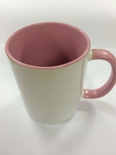 Lot of 24 Sublimation Ceramic Mugs Two Tone 11oz Mug Pink Inside &amp; Handle