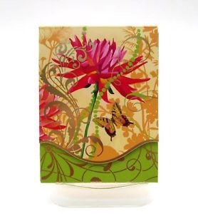 POCKET NOTE MINI NOTE PAD ~ PINK FLOWER &amp; BUTTERFLY ~ MAGNETIC CLOSURE ~ NEW