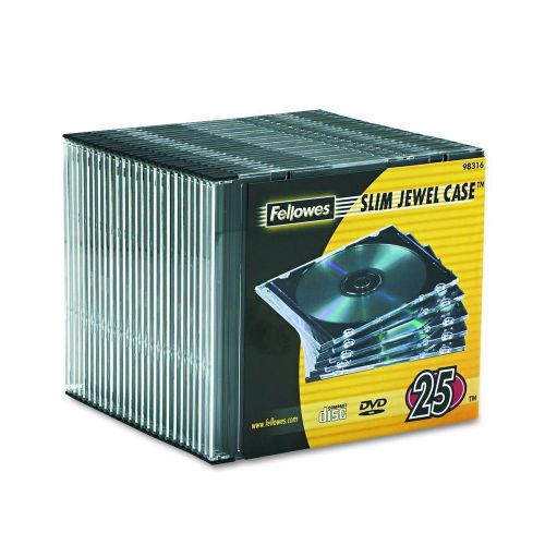 Pack of 25 Slim Black Jewel Cases by Fellowes for CDs &amp; DVDs~Free Gift Wrapping!